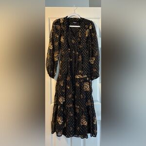 Express Maxi Gold and Bronze Embroidered Dress - WORN ONCE